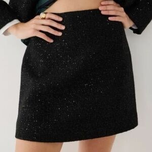 Jcrew Natasha Tweed Black Mini Skirt Size 10